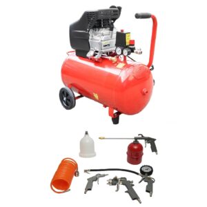 Compresor Aer – 50 Litri/3CP – ROYAL KRAFT Germania – 2200W (bobinaj cupru) + 5 Accesorii CADOU (RK-50L + BK76144)