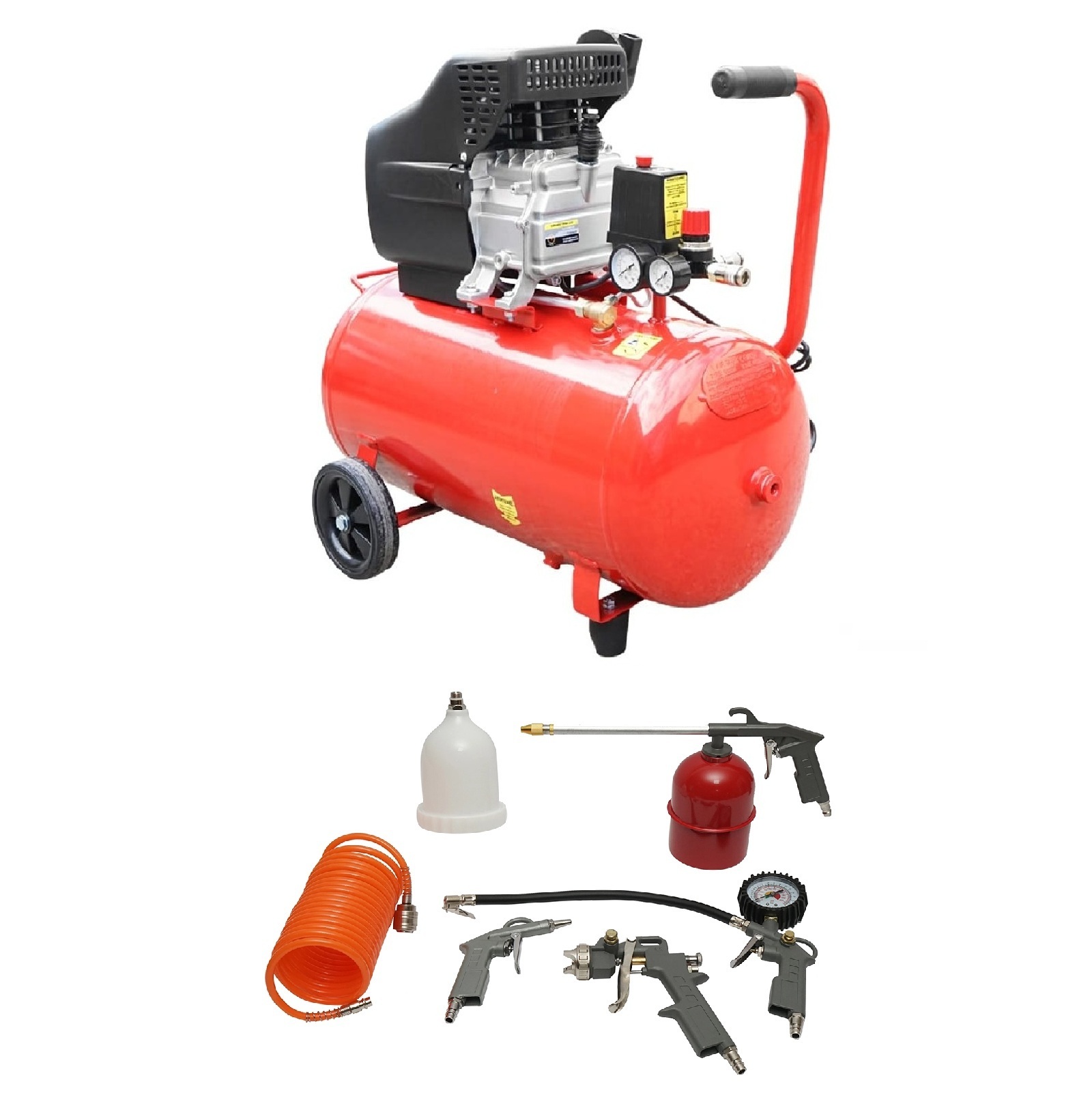 Compresor Aer – 50 Litri/3CP – ROYAL KRAFT Germania – 2200W (bobinaj cupru) + 5 Accesorii CADOU (RK-50L + BK76144)