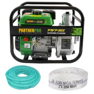Motopompa 4 timpi/2 toli pe benzina + furtun absorbtie/refulare (6 – 20 metri) – ROYAL KRAFT (PARTNER PRO) – 6,5CP (17764 + BK85015 + BK85054)