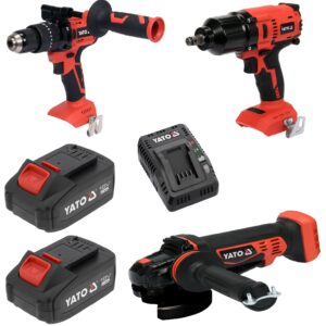 Set 3 in 1 - Masina de Gaurit/Cheie Impact/Polizor Unghiular - YATO Polonia - 2x18V/3Ah (Bobinaj Cupru) - (YT-82791 + YT-828061 +YT-82827)