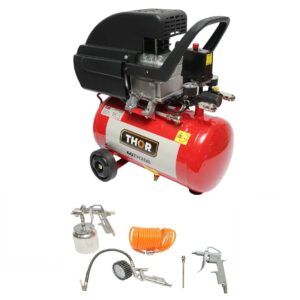 Compresor Aer – 24 Litri/2CP – ROYAL KRAFT Germania (THOR) – 1500W (Bobinaj Cupru) – 195 L/min + 4 Accesorii CADOU (40TH208 + DISEZ94)