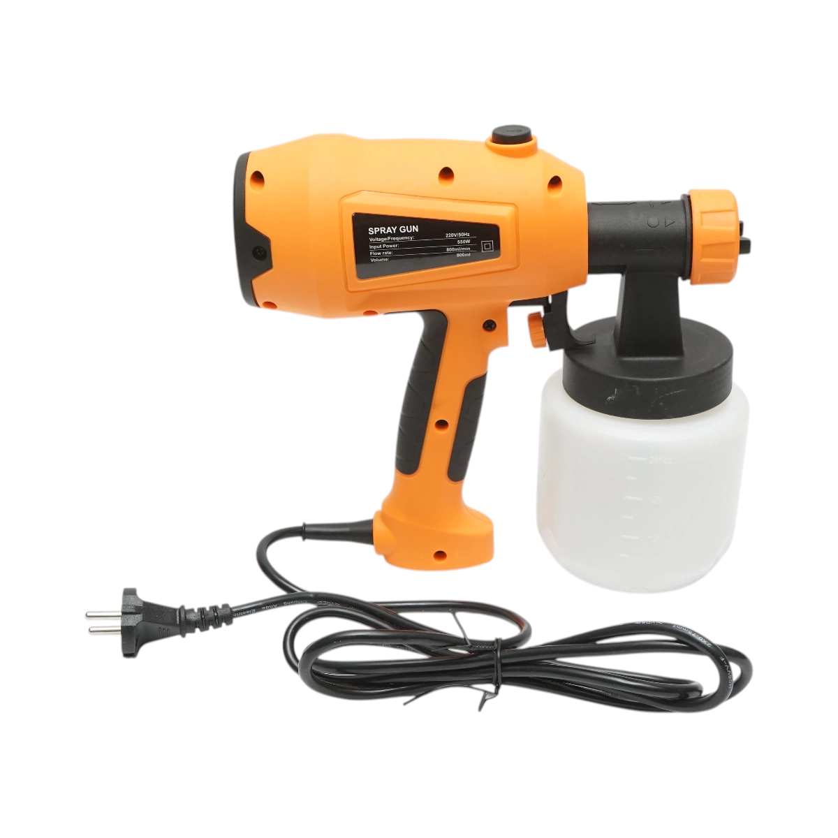 Pistol vopsit electric 550W (Bobinaj Cupru) debit 800 ml/min, rezervor inferior 800ml, 3 duze incluse - ROYAL KRAFT Germania (DISRX10) - imagine 3