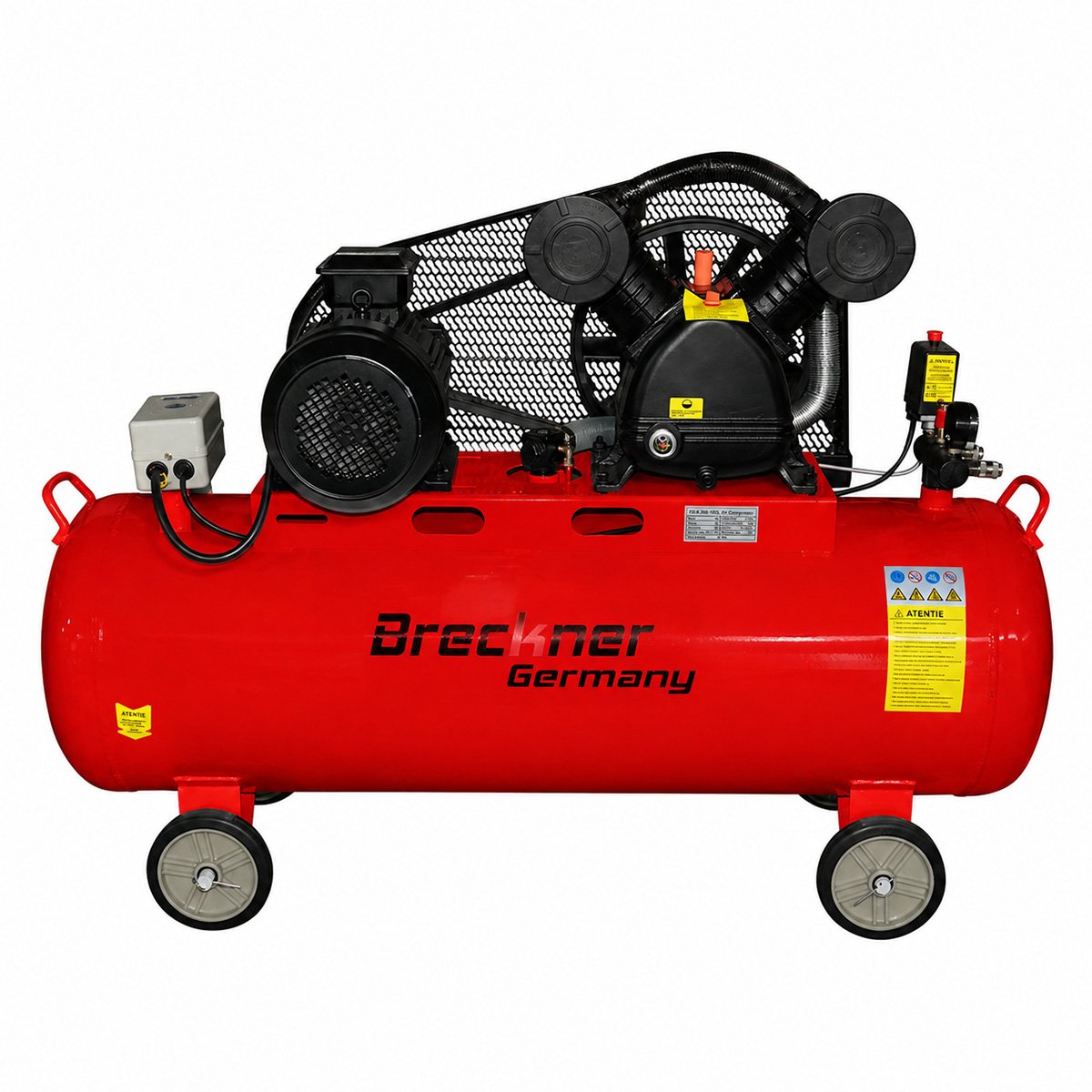 Compresor aer pe curea 200 Litri - motor 2 cilindri in V (5CP) - 4KW/380V - volum aer aspirat 650 L/min - ROYAL KRAFT Germania (Breckner) - BK76306