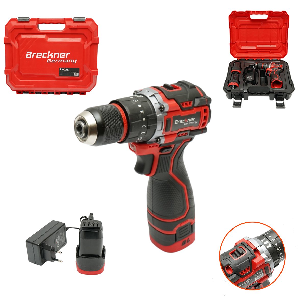 Masina de gaurit si insurubat cu percutie (50 Nm) 2 acumulatori 16.8V x 1.5Ah Li-ion/Brushless mandrina 10mm - ROYAL KRAFT (Breckner) Germania - DISWL45