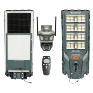 Lampa solara LED iluminat stradal 800W cu camera supraveghere duala 6MP Wi-Fi panou solar 40W baterie LiFePO4 30000mAh – ROYAL KRAFT (Breckner) Germania – BK00168