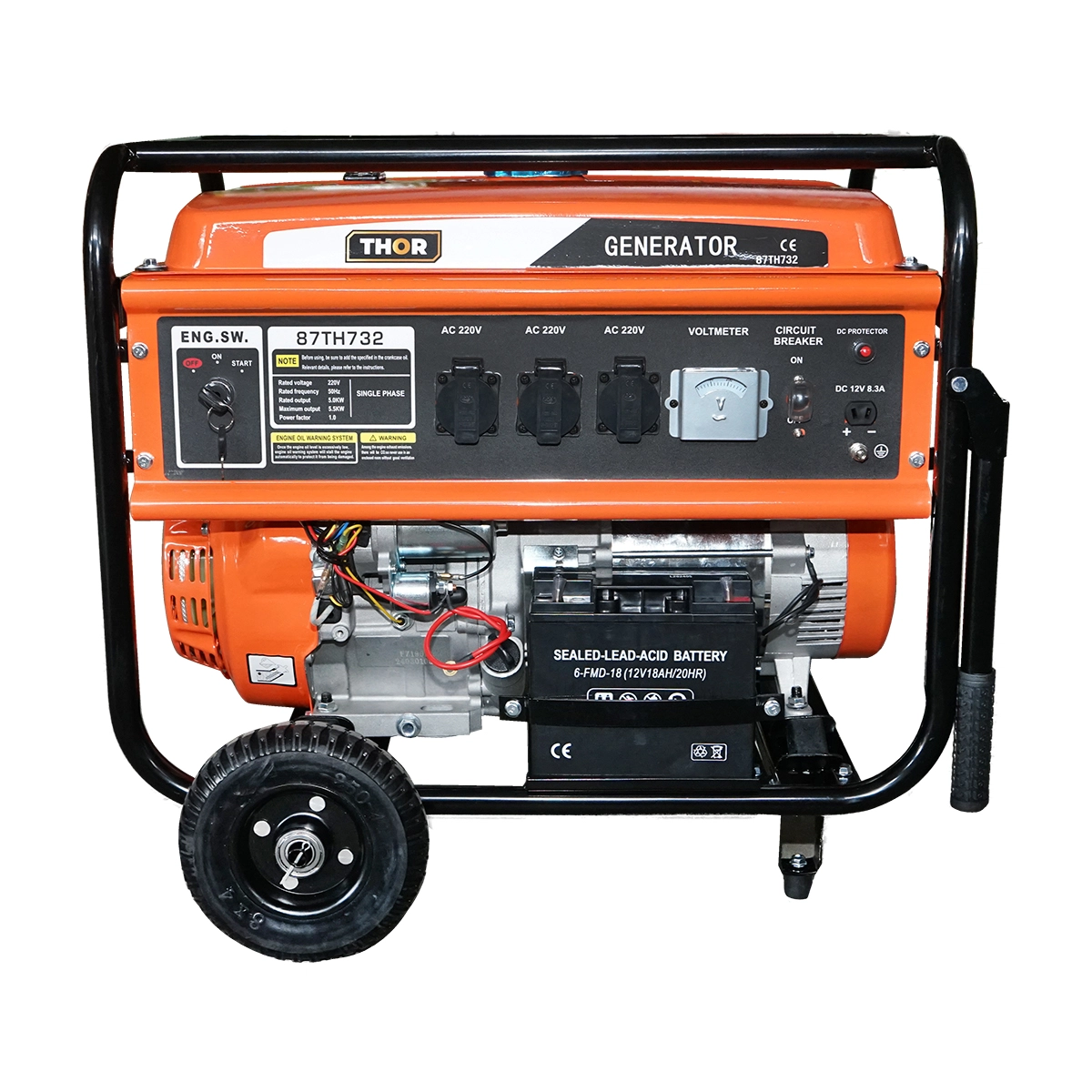 Generator electric (5.5kW/220V) motor pe benzina 15CP pornire electrica/manuala - ROYAL KRAFT (THOR) Germania - 87TH732