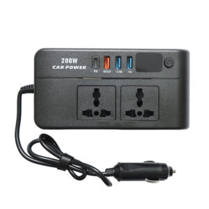Invertor tensiune 12V-220V 200W, unda sinusoidala modificata, port USB, USB-C, iesire dubla AC – ROYAL KRAFT (Breckner) Germania – BK79820