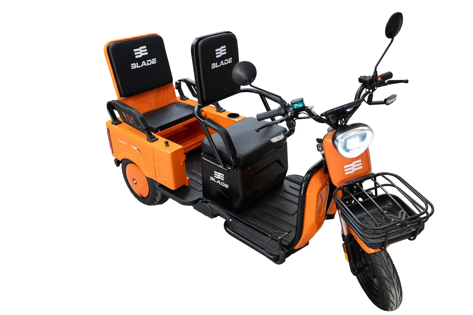 Triciclu electric BLADE DUO MAX 11, 1200W, 60V 20Ah, 25 km/h, fara permis, autonomie 50 km, 3+1 viteze, portocaliu-negru (BLD31221CSPN) - imagine 3
