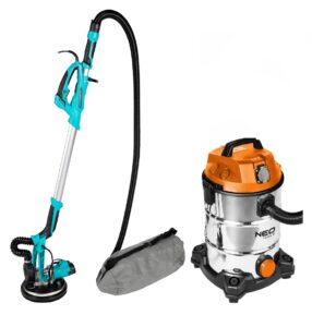 Set 2 in 1 – Aparat/Masina de Slefuit Pereti cu Led – Girafa Tavane + Aspirator NEO Detoolz 1400W (Bobinaj Cupru) – (DZ-C200 + 04-738)
