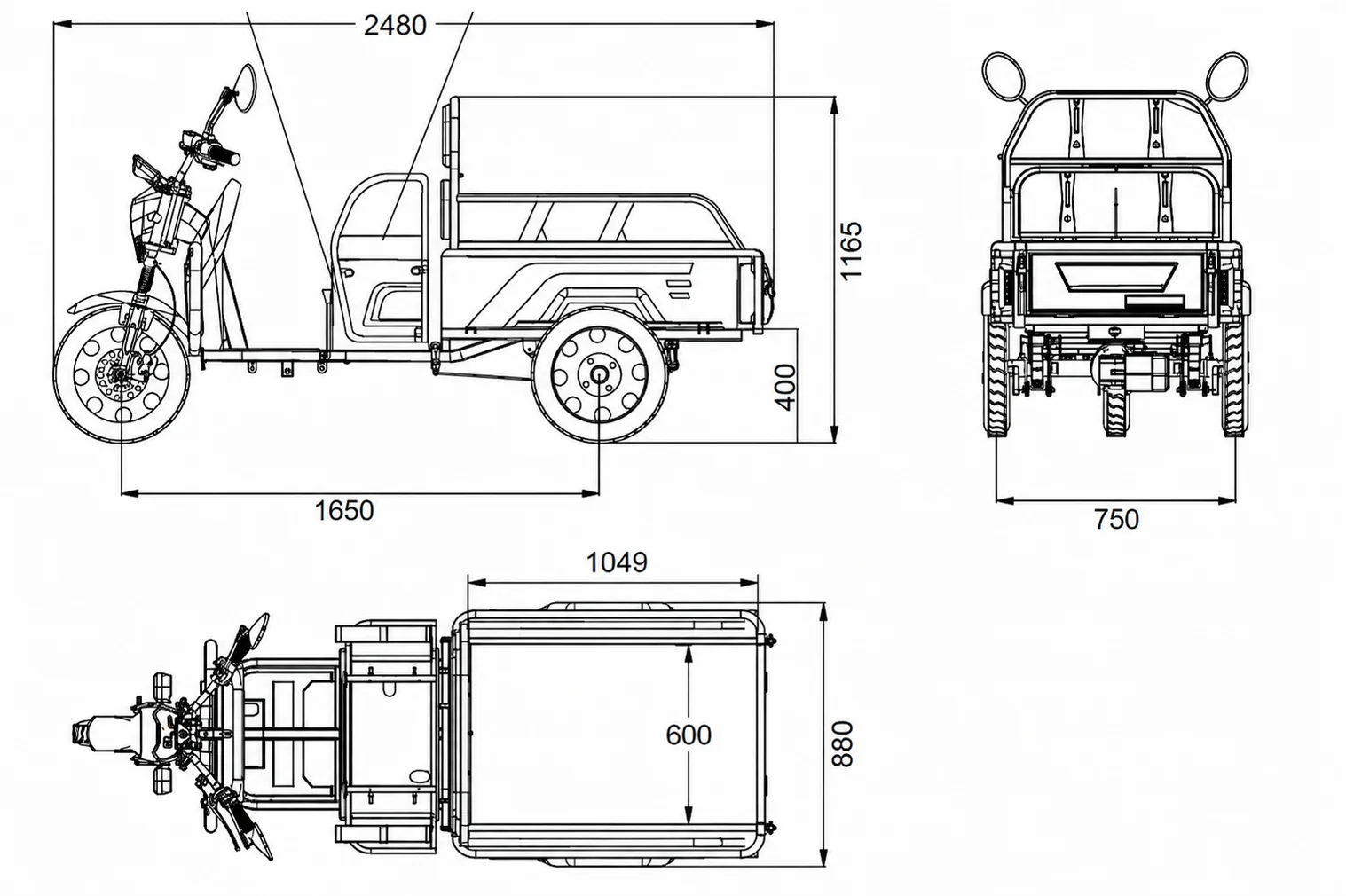 Triciclu Cargo electric BLADE Active R6 1300W, 25 km/h, autonomie pana la 50 km, baterie plumb-acid 72 V/20 Ah, capacitate maxima 500 kg, fara permis, culoare negru-portocaliu (BLD3135MCNP) - imagine 7