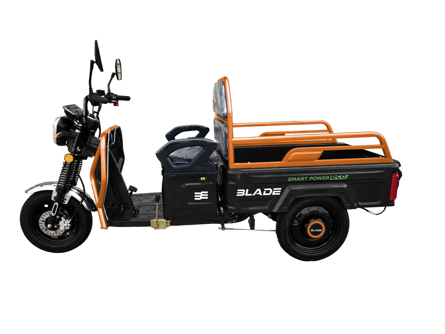 Triciclu Cargo electric BLADE Active R6 1300W, 25 km/h, autonomie pana la 50 km, baterie plumb-acid 72 V/20 Ah, capacitate maxima 500 kg, fara permis, culoare negru-portocaliu (BLD3135MCNP) - imagine 6